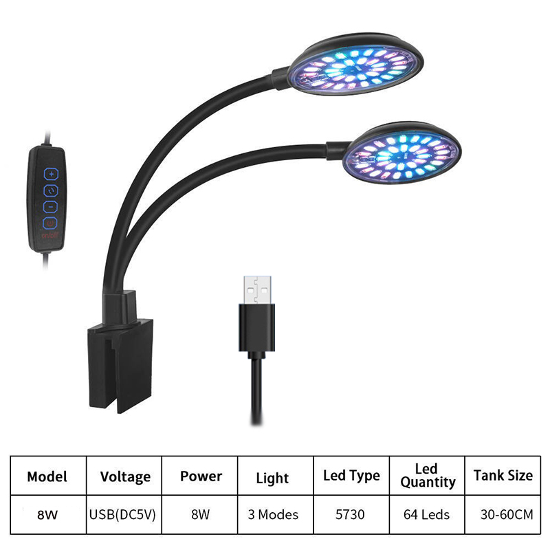 Lampu LED Akuarium USB Lampu K - Aquarium Plant Light ulasan dan harga