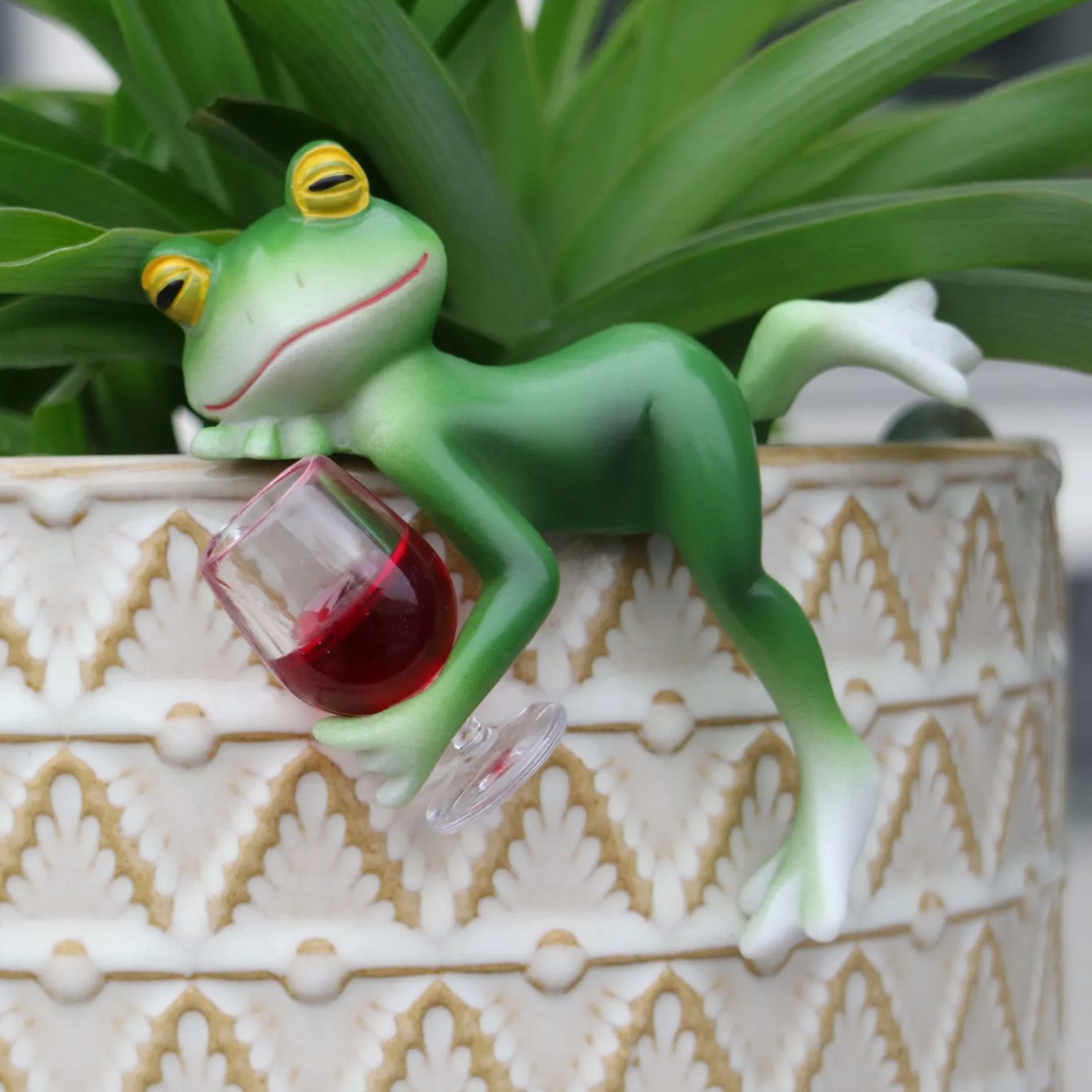 Ornamen katak hijau dan gelas  - Plant Aquarium Pot ulasan dan harga